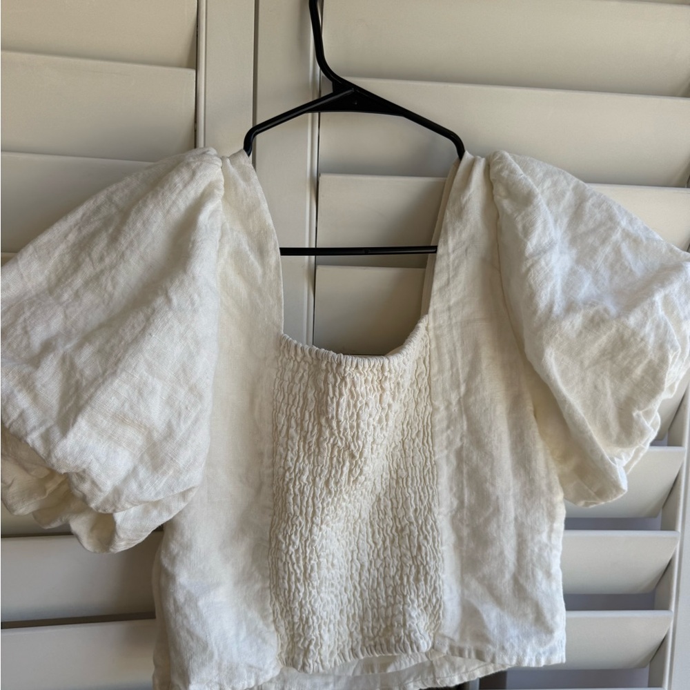 Sancia LUNA PUFF SLEEVE TOP - OATMEAL sz M - Picture 5 of 5